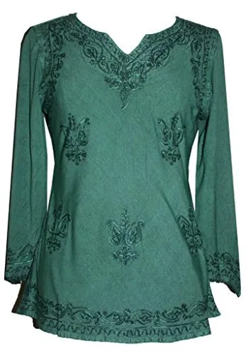 127 B Diamond Neck Embroidered Rayon Renaissance Top Blouse