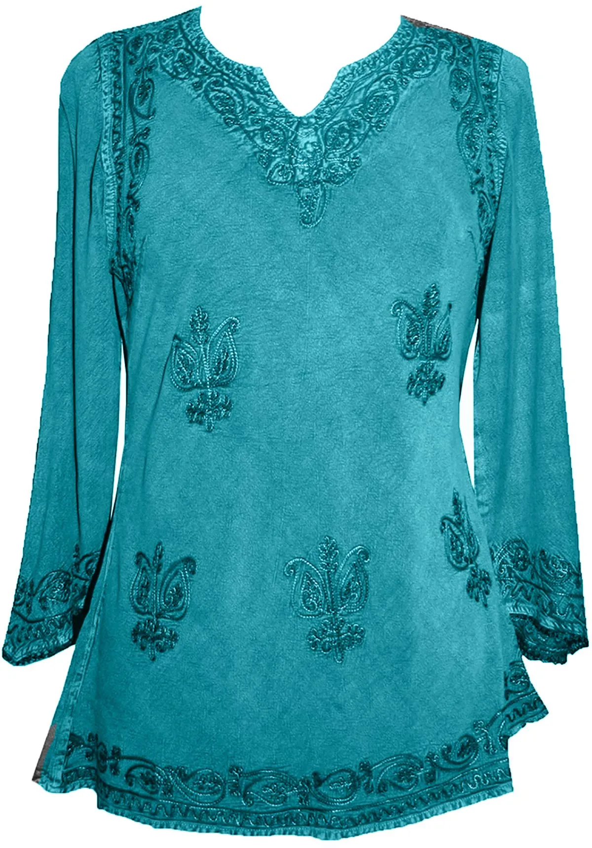 127 B Diamond Neck Embroidered Rayon Renaissance Top Blouse