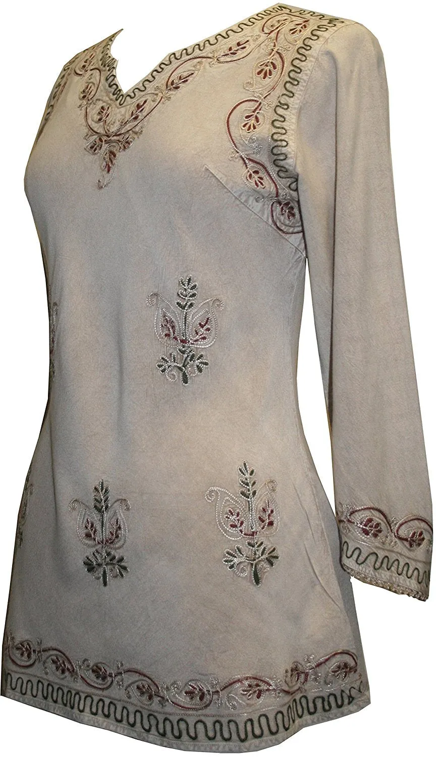 127 B Diamond Neck Embroidered Rayon Renaissance Top Blouse