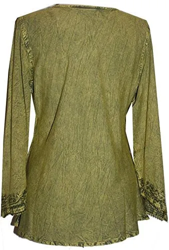 127 B Diamond Neck Embroidered Rayon Renaissance Top Blouse