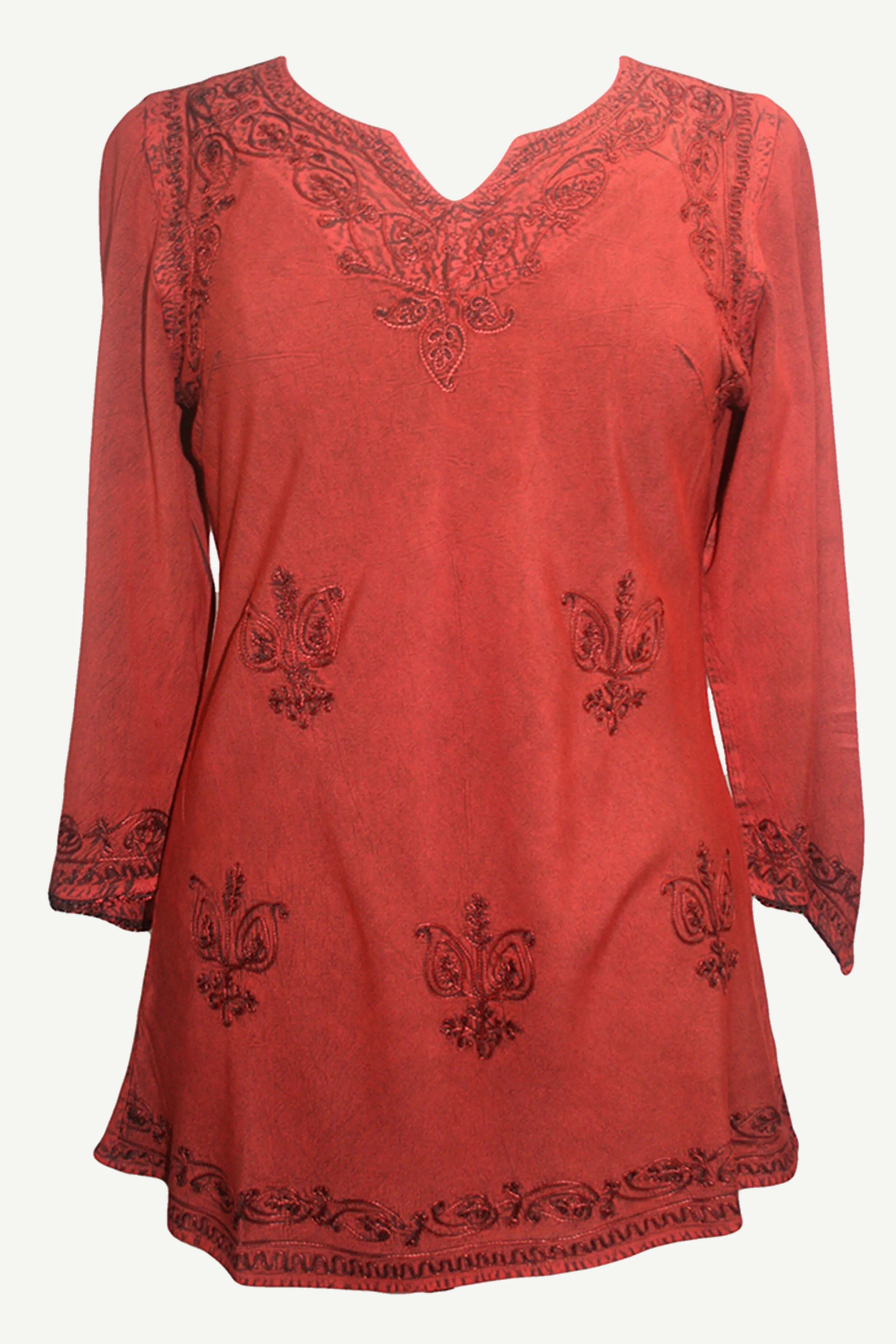 127 B Diamond Neck Embroidered Rayon Renaissance Top Blouse