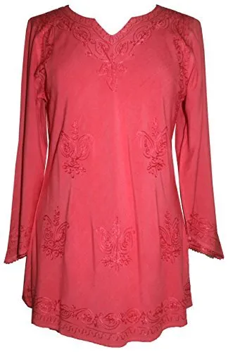 127 B Diamond Neck Embroidered Rayon Renaissance Top Blouse