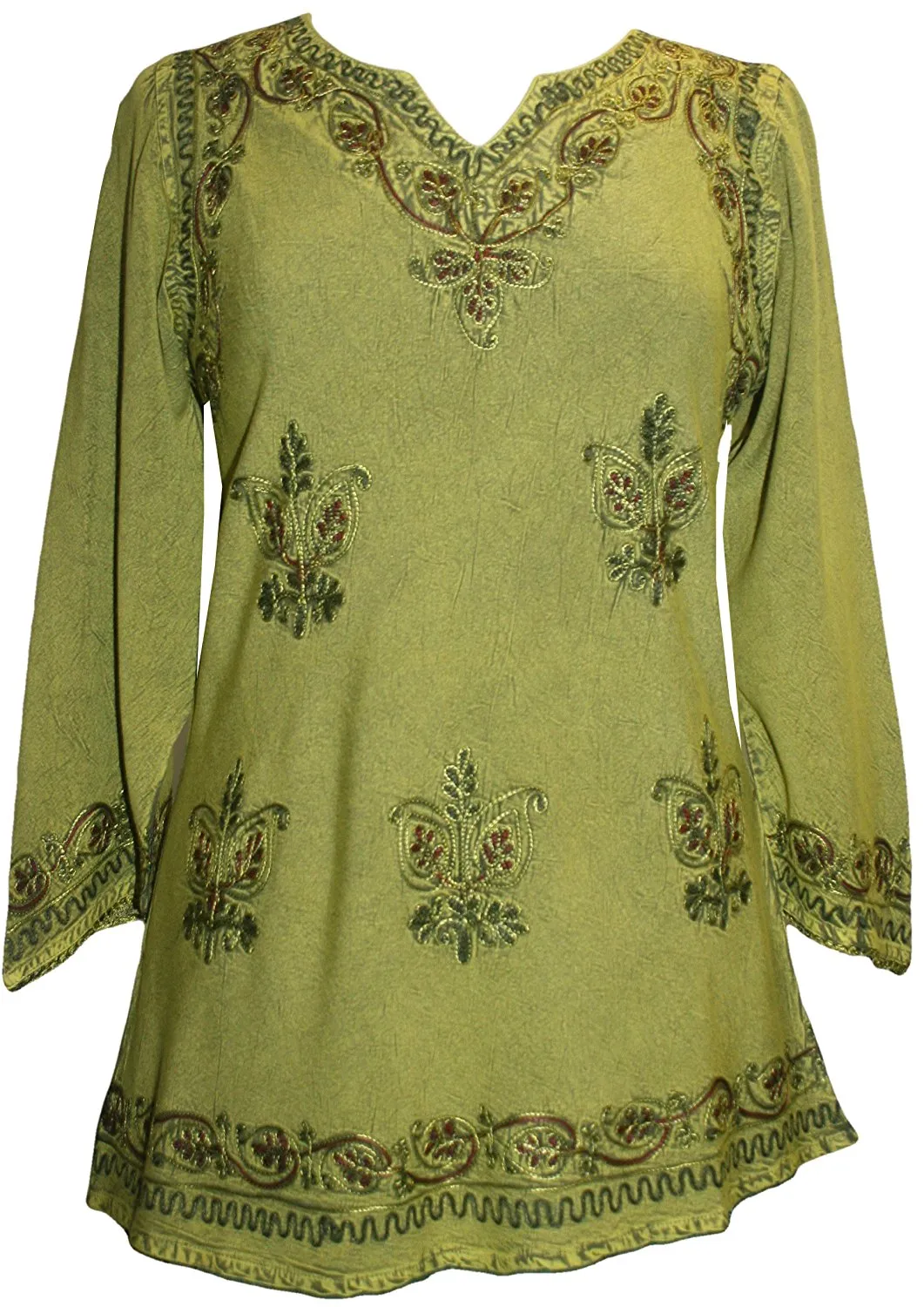 127 B Diamond Neck Embroidered Rayon Renaissance Top Blouse