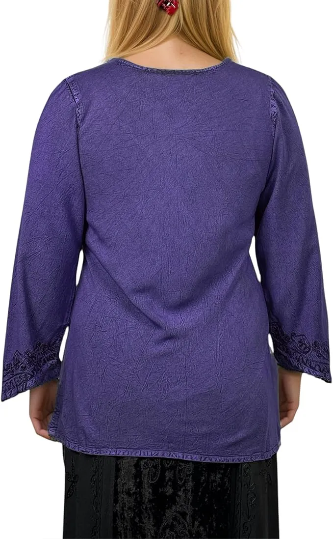 127 B Diamond Neck Embroidered Rayon Renaissance Top Blouse