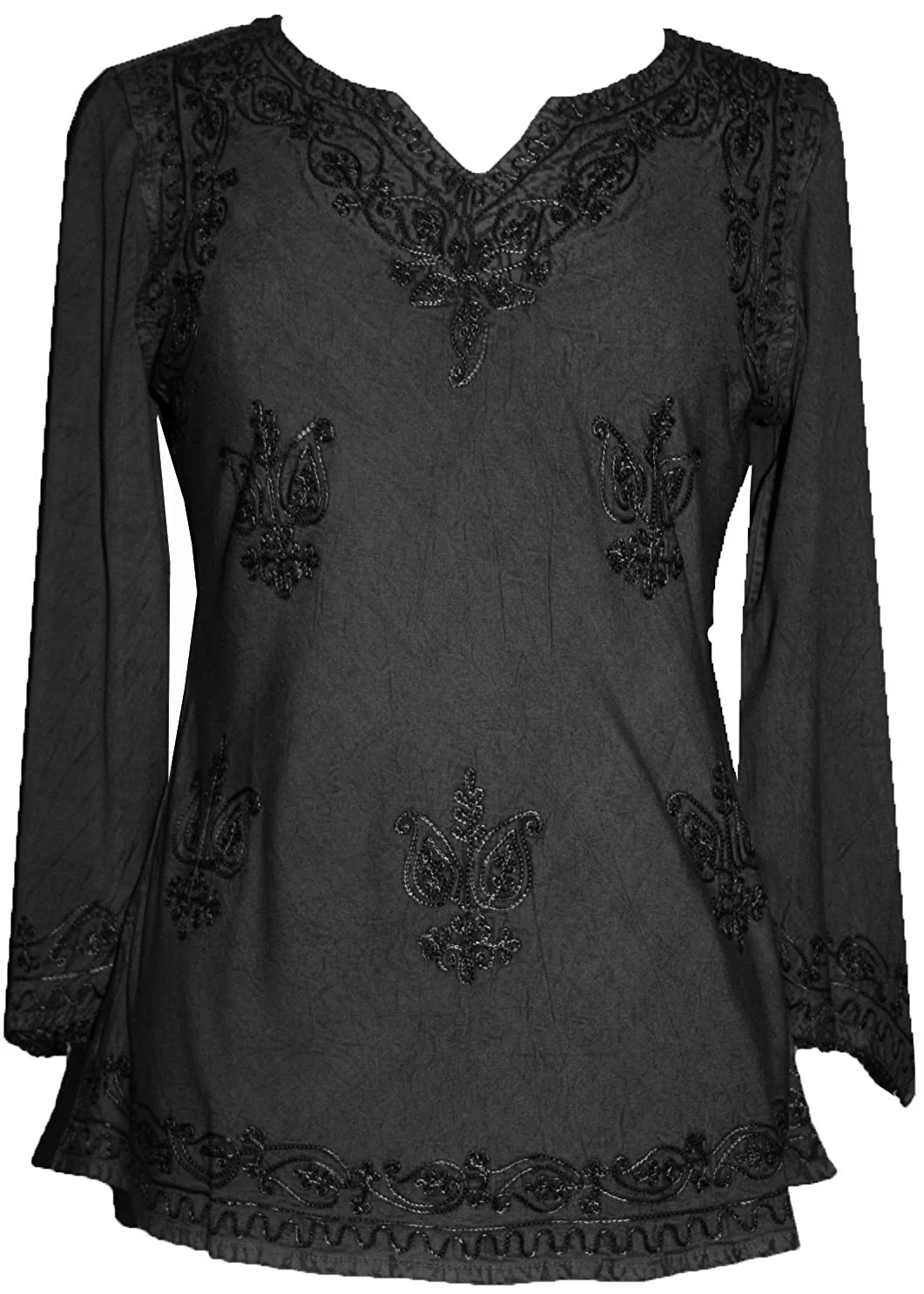 127 B Diamond Neck Embroidered Rayon Renaissance Top Blouse