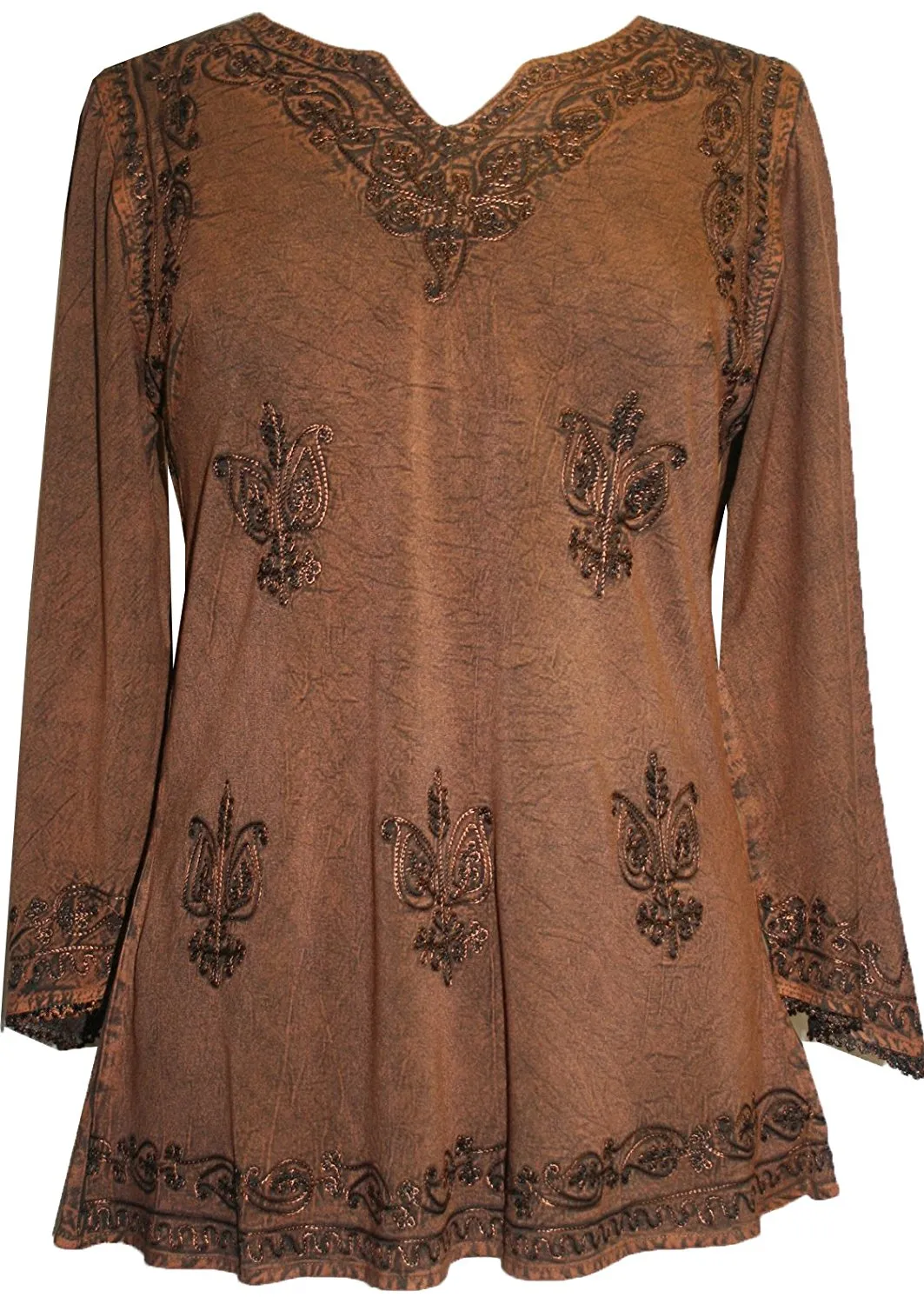 127 B Diamond Neck Embroidered Rayon Renaissance Top Blouse