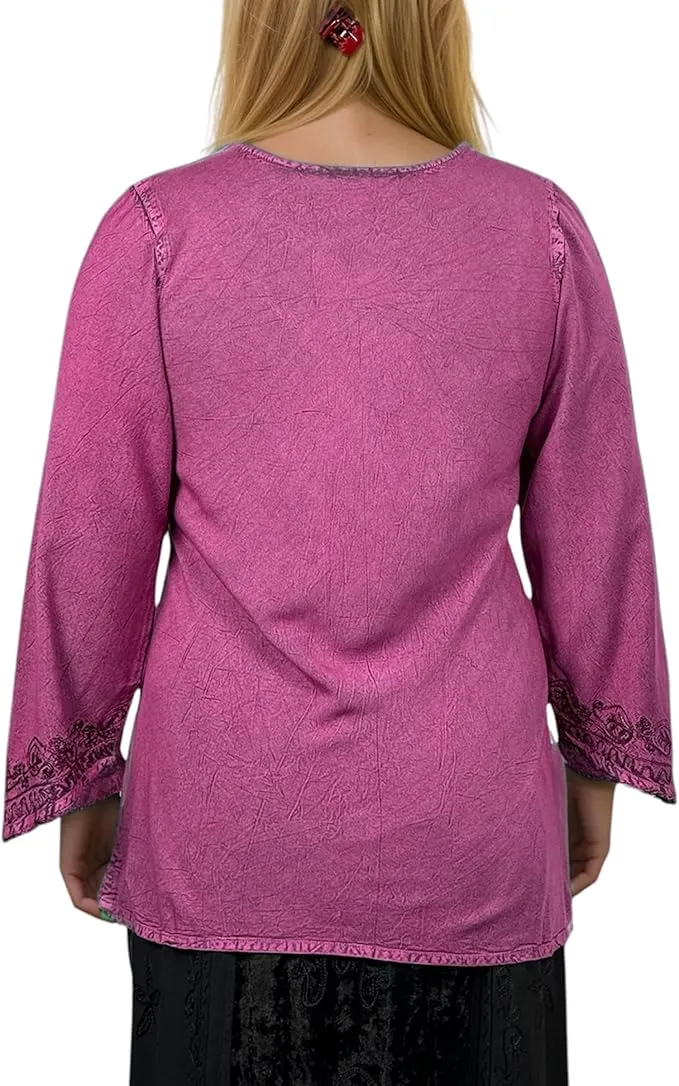 127 B Diamond Neck Embroidered Rayon Renaissance Top Blouse
