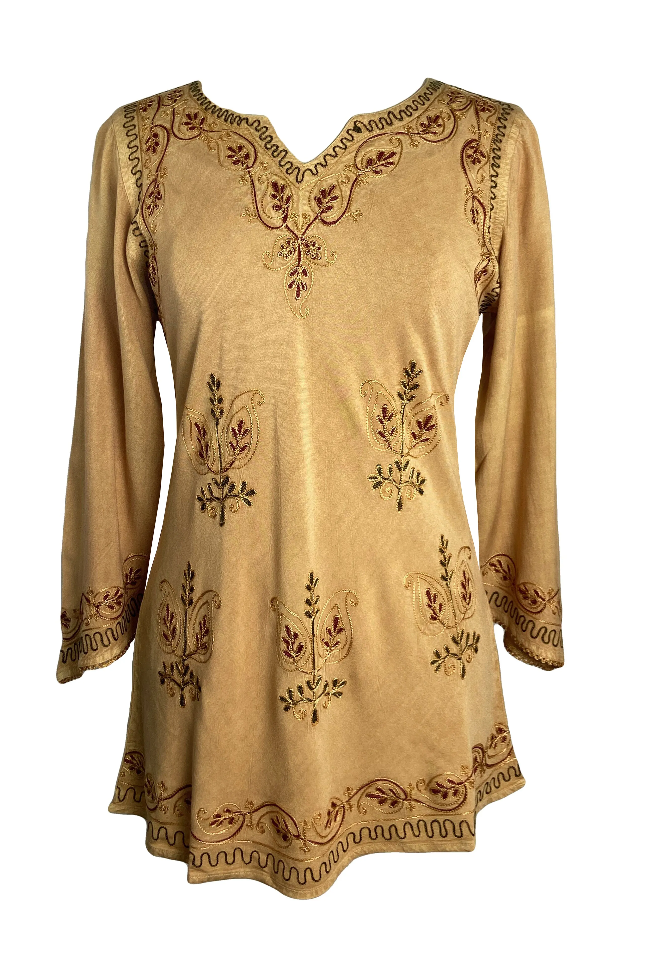 127 B Diamond Neck Embroidered Rayon Renaissance Top Blouse