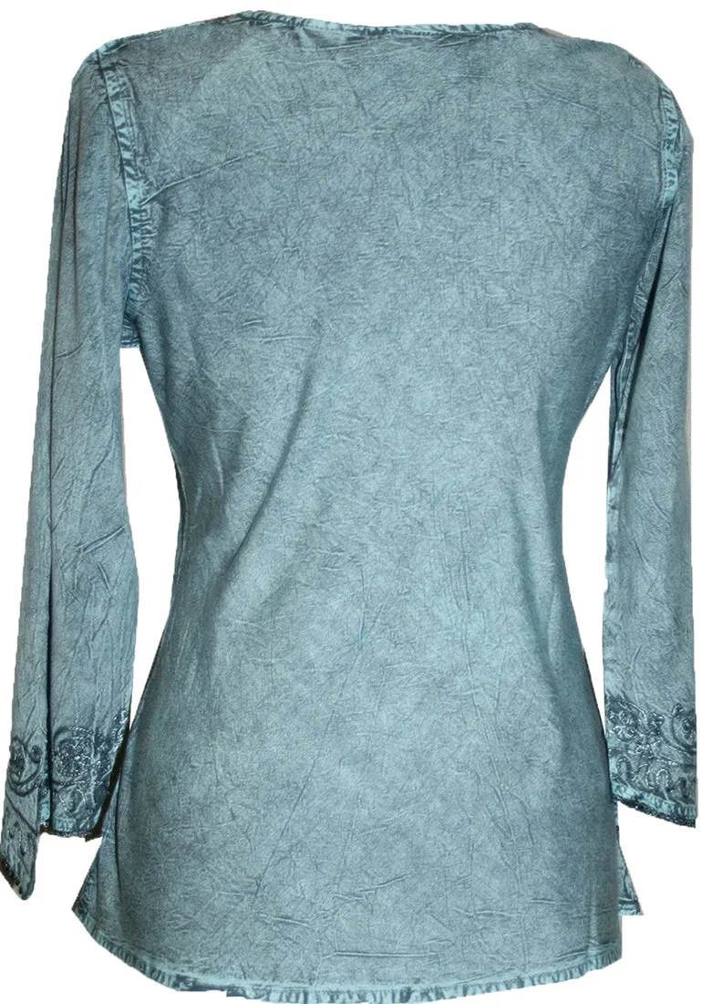 127 B Diamond Neck Embroidered Rayon Renaissance Top Blouse
