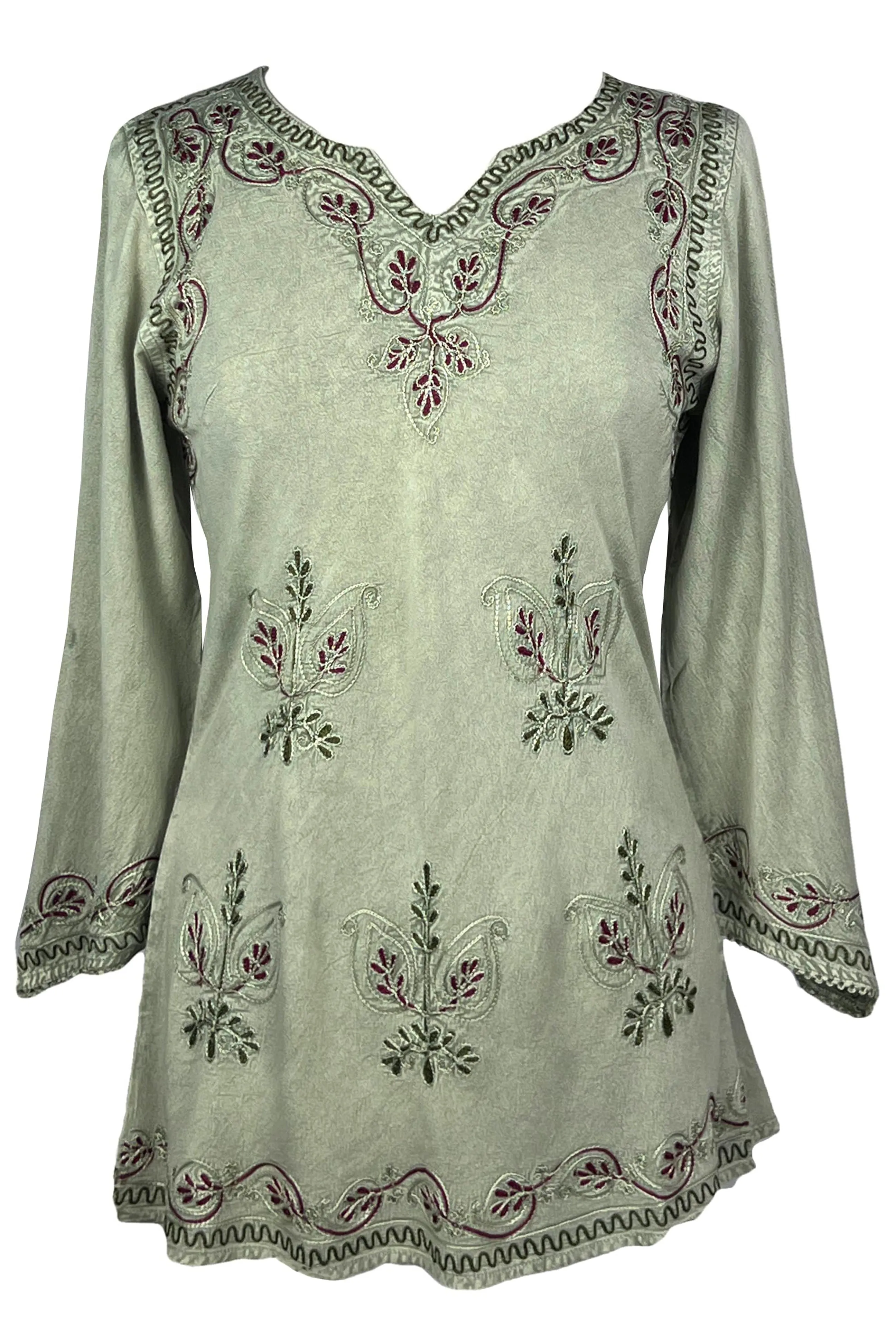 127 B Diamond Neck Embroidered Rayon Renaissance Top Blouse