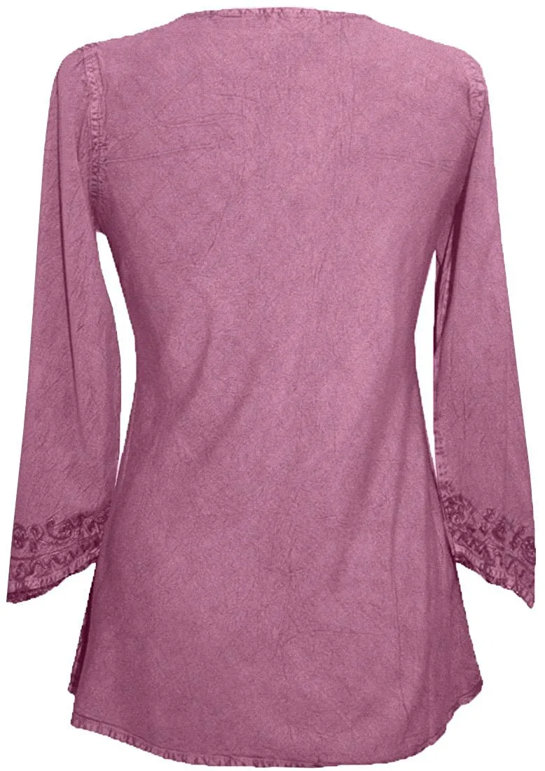 127 B Diamond Neck Embroidered Rayon Renaissance Top Blouse