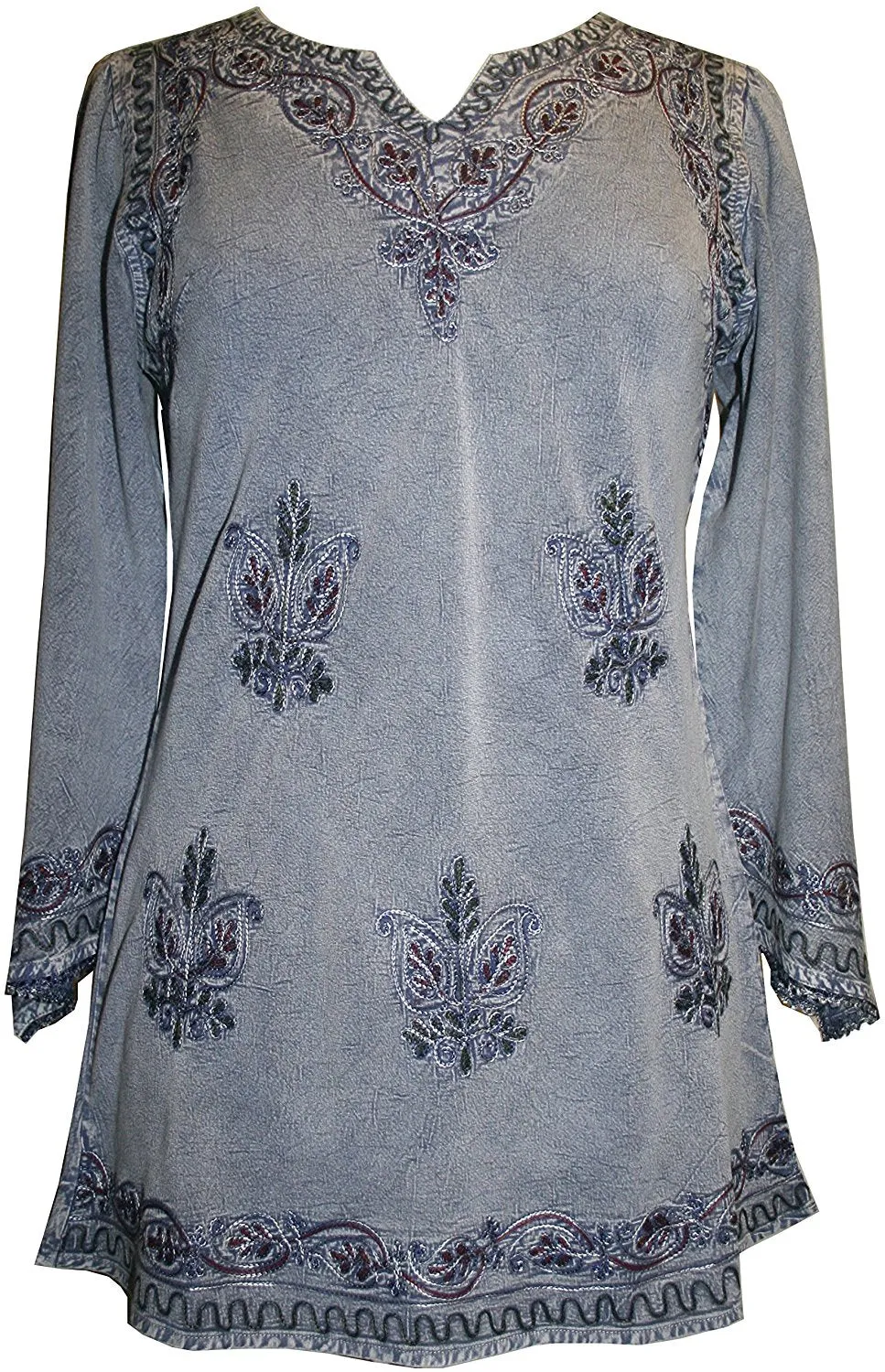 127 B Diamond Neck Embroidered Rayon Renaissance Top Blouse