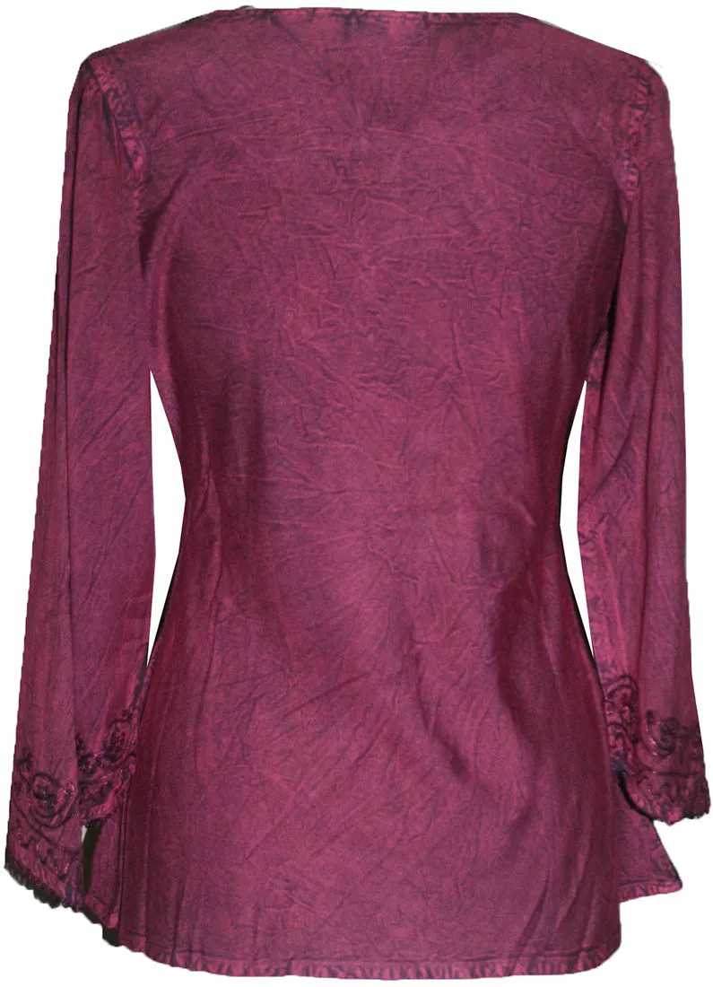 127 B Diamond Neck Embroidered Rayon Renaissance Top Blouse