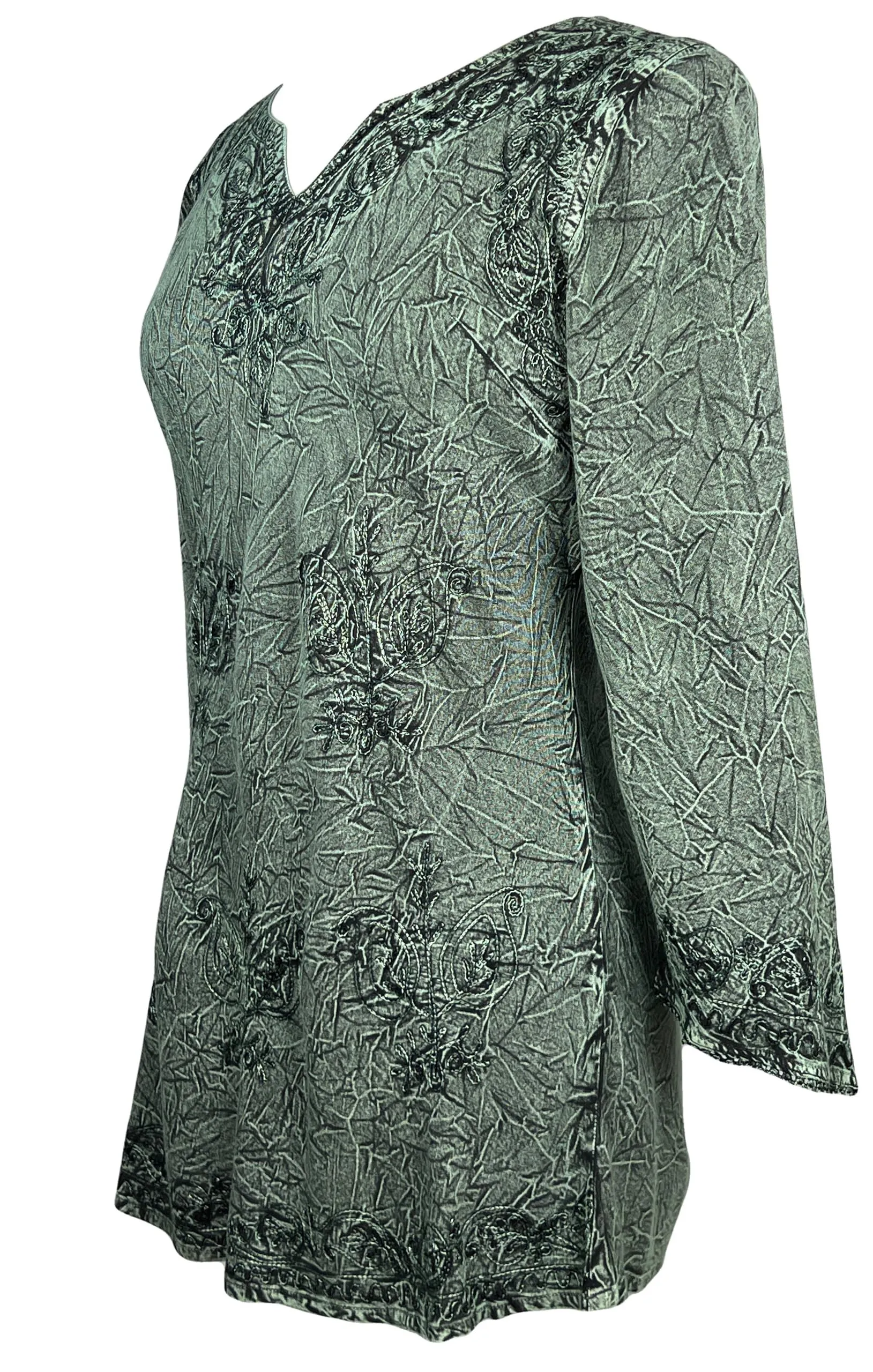 127 B Diamond Neck Embroidered Rayon Renaissance Top Blouse