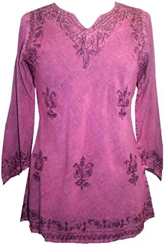 127 B Diamond Neck Embroidered Rayon Renaissance Top Blouse