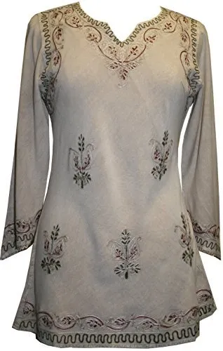 127 B Diamond Neck Embroidered Rayon Renaissance Top Blouse