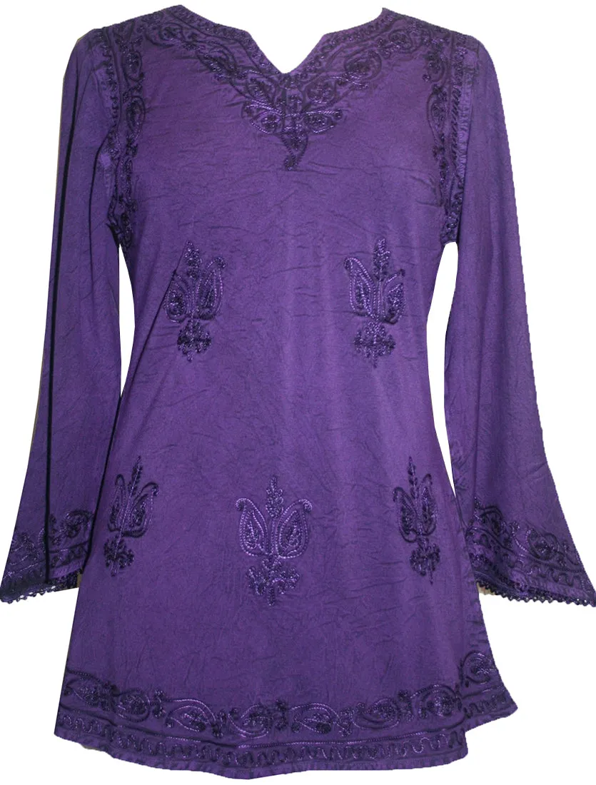 127 B Diamond Neck Embroidered Rayon Renaissance Top Blouse