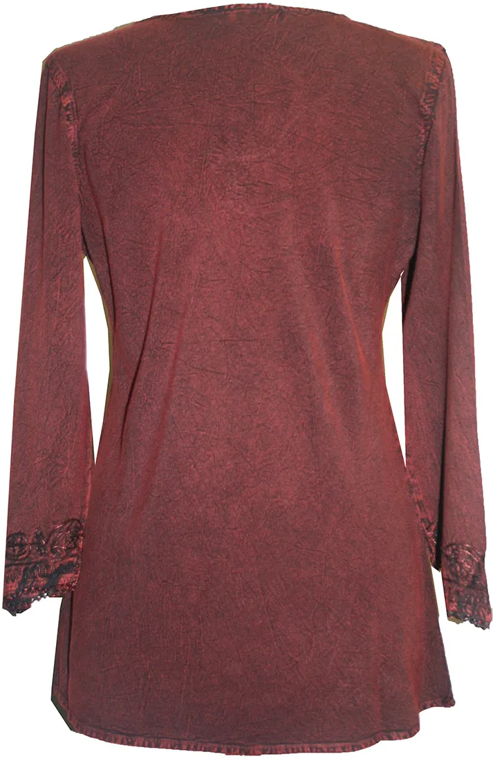 127 B Diamond Neck Embroidered Rayon Renaissance Top Blouse