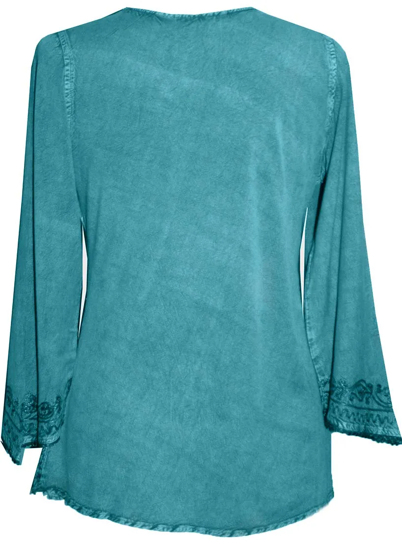 127 B Diamond Neck Embroidered Rayon Renaissance Top Blouse