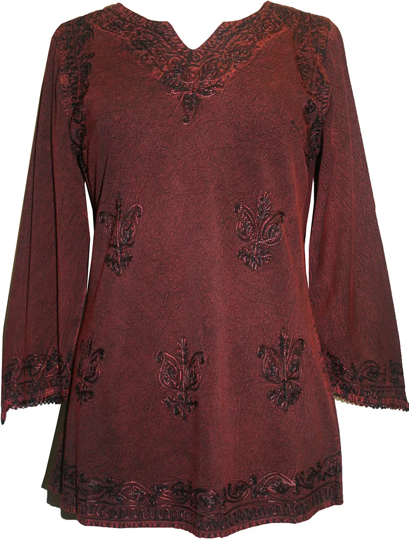 127 B Diamond Neck Embroidered Rayon Renaissance Top Blouse