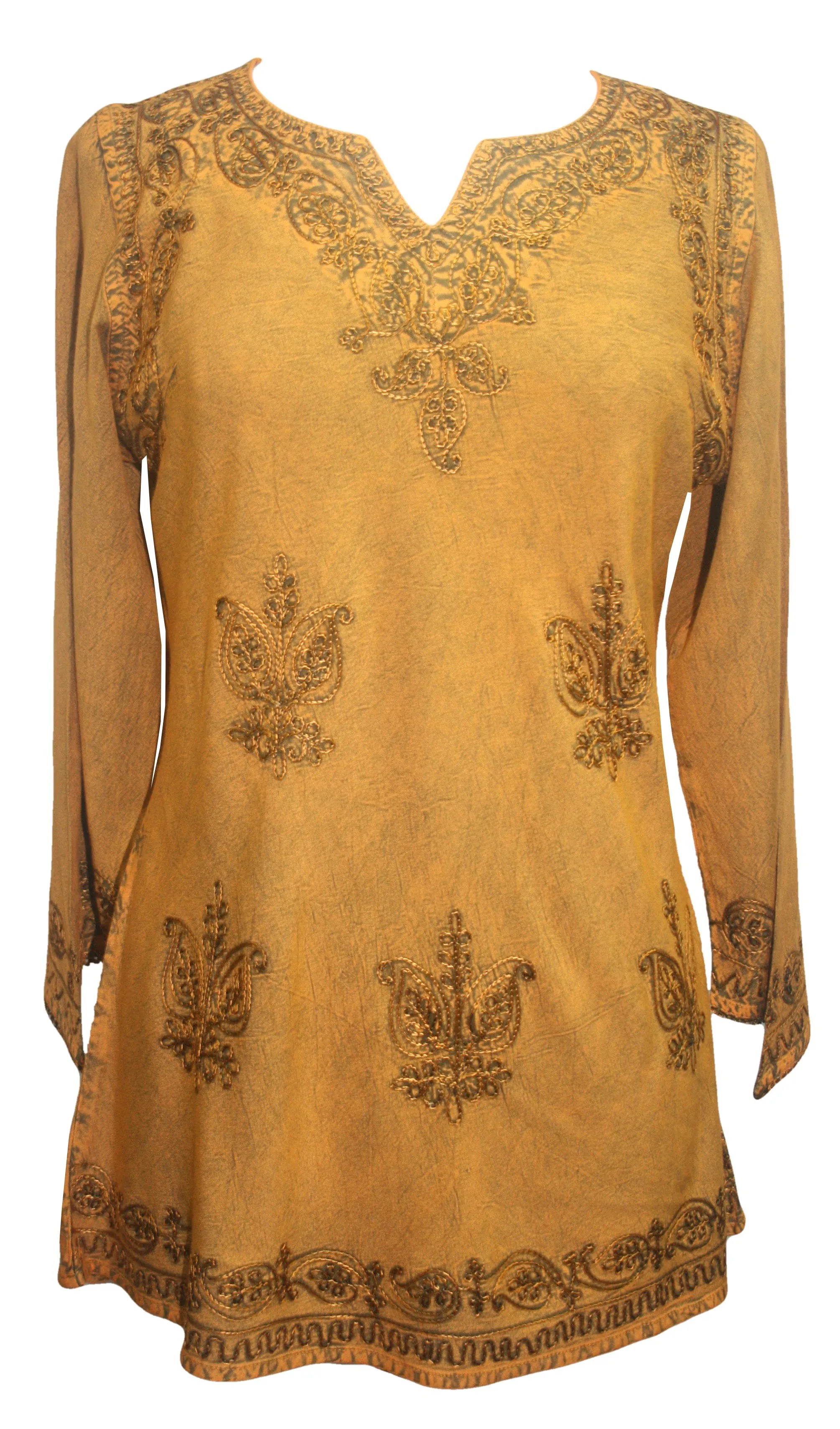 127 B Diamond Neck Embroidered Rayon Renaissance Top Blouse