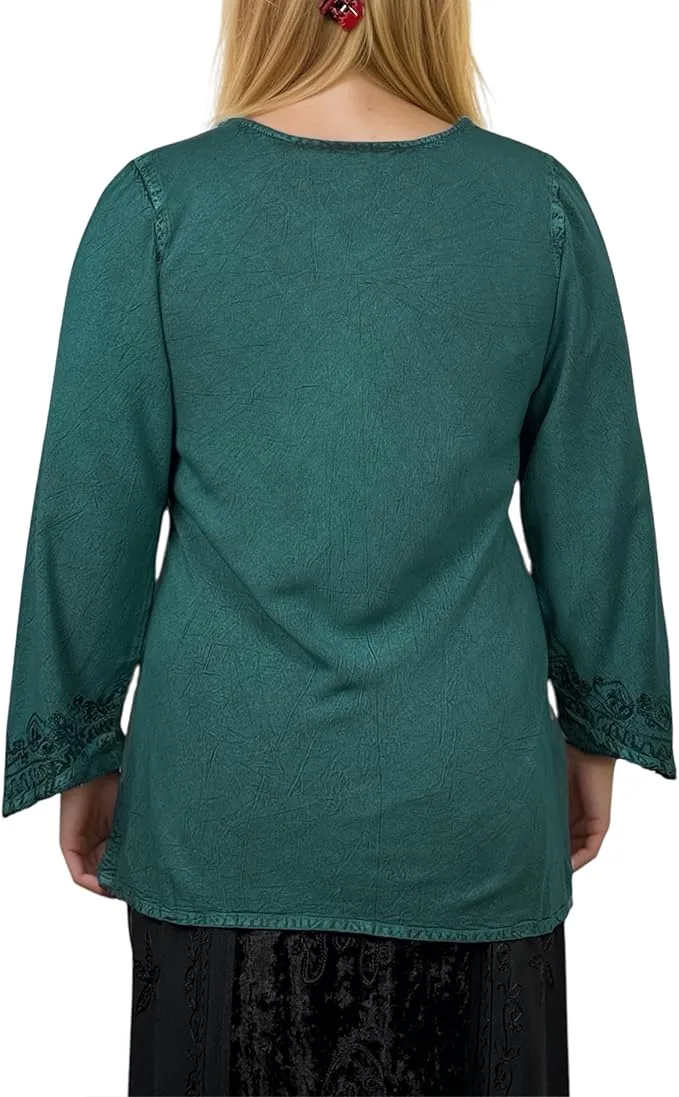 127 B Diamond Neck Embroidered Rayon Renaissance Top Blouse