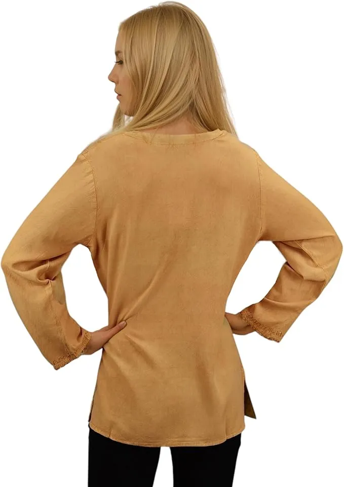 127 B Diamond Neck Embroidered Rayon Renaissance Top Blouse