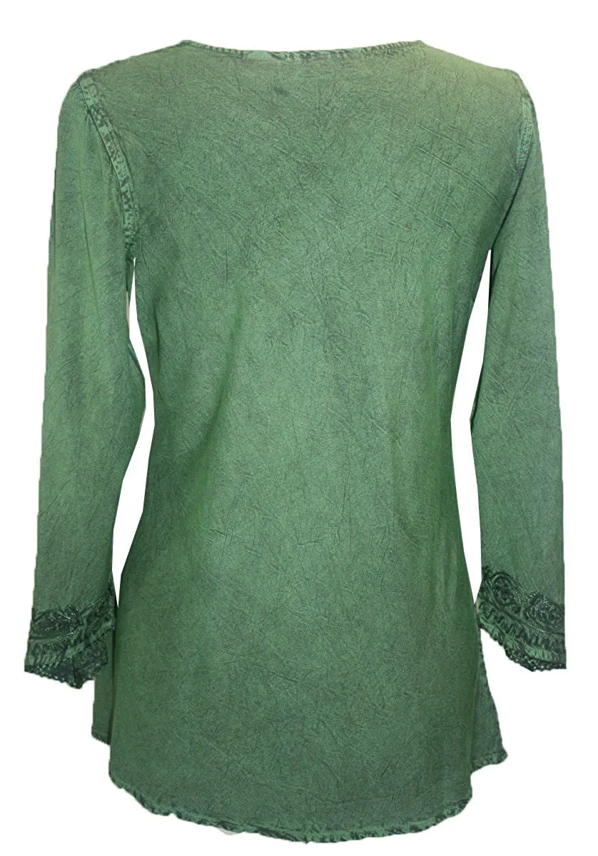 127 B Diamond Neck Embroidered Rayon Renaissance Top Blouse