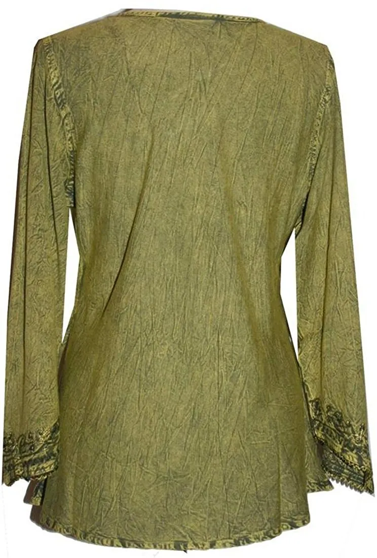 127 B Diamond Neck Embroidered Rayon Renaissance Top Blouse