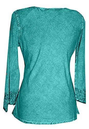127 B Diamond Neck Embroidered Rayon Renaissance Top Blouse