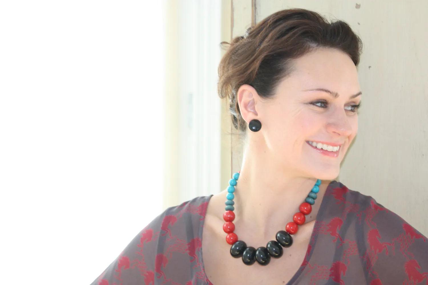 Black Lucite Disc Studs Earrings