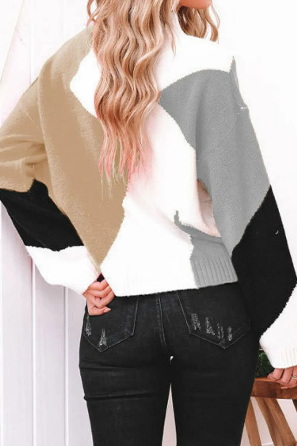 Camisola Ivy Tricolor em Malha High Neck
