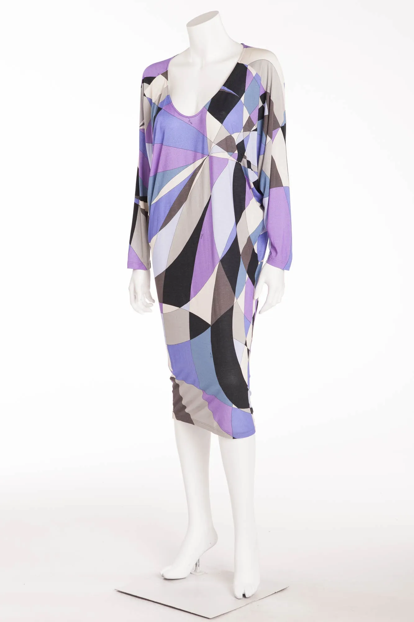 Emilio Pucci - Purple, Blue and Black Multicolor Long Sleeve Mini Dress - IT42