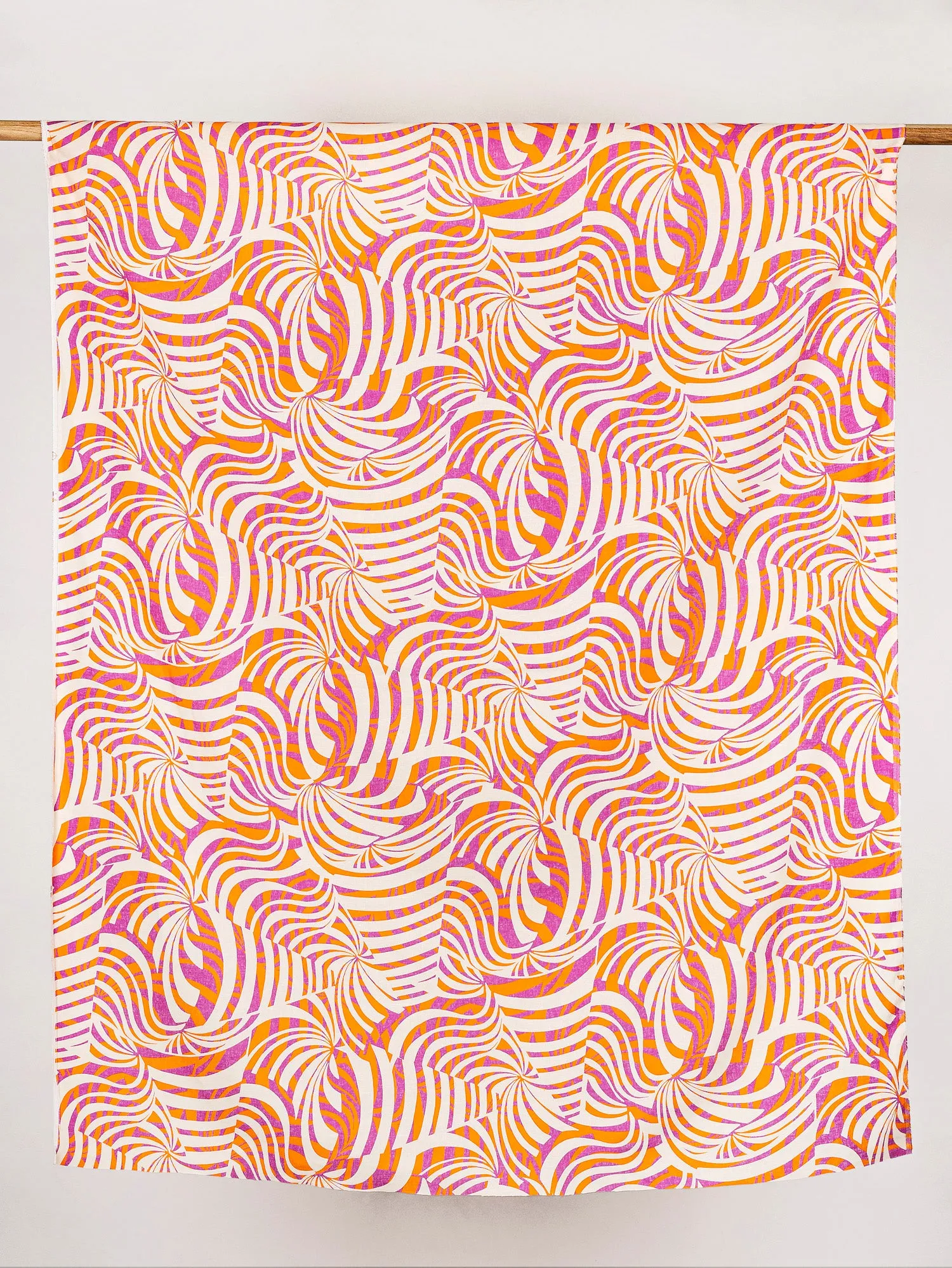 Italian Psychedelic Print Linen Deadstock - Orange   Magenta   Cream