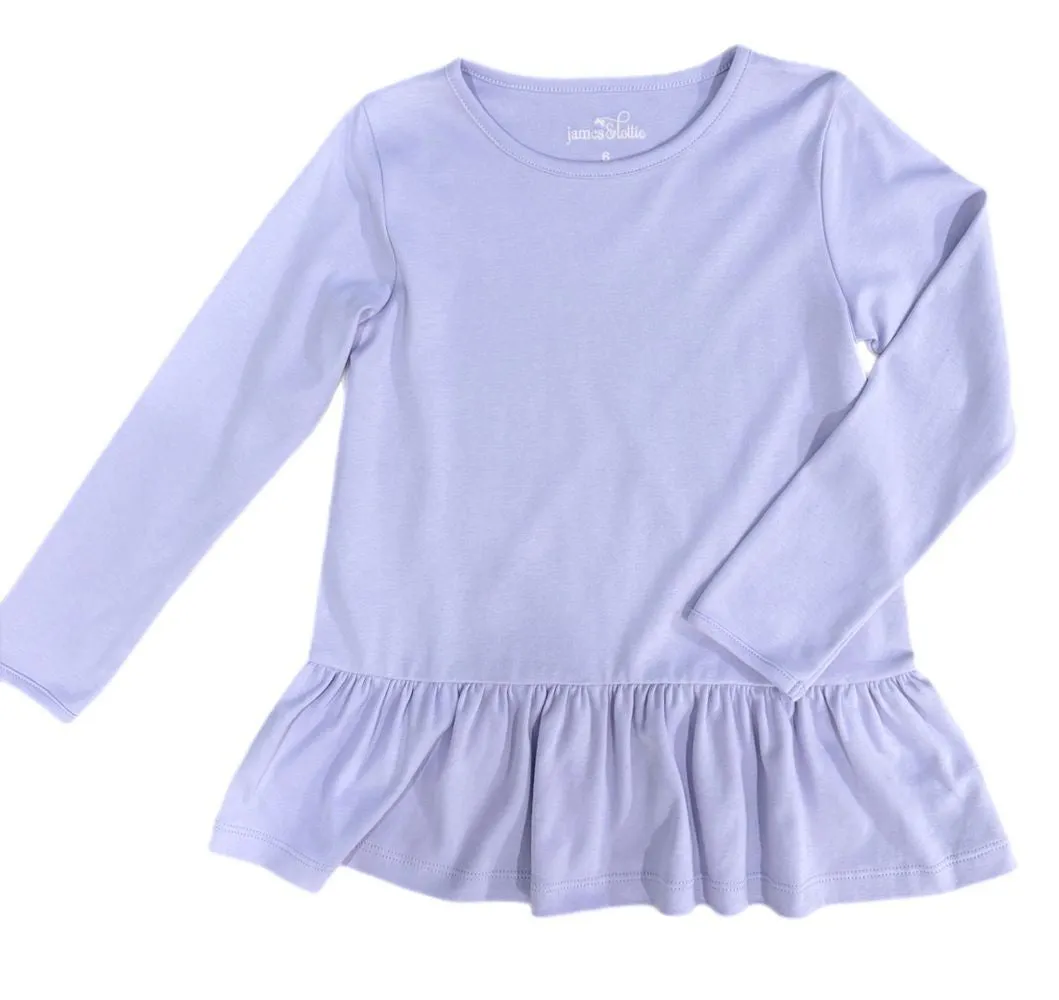 James & Lottie Girls Peggie Peplum Knit Top - Lavender