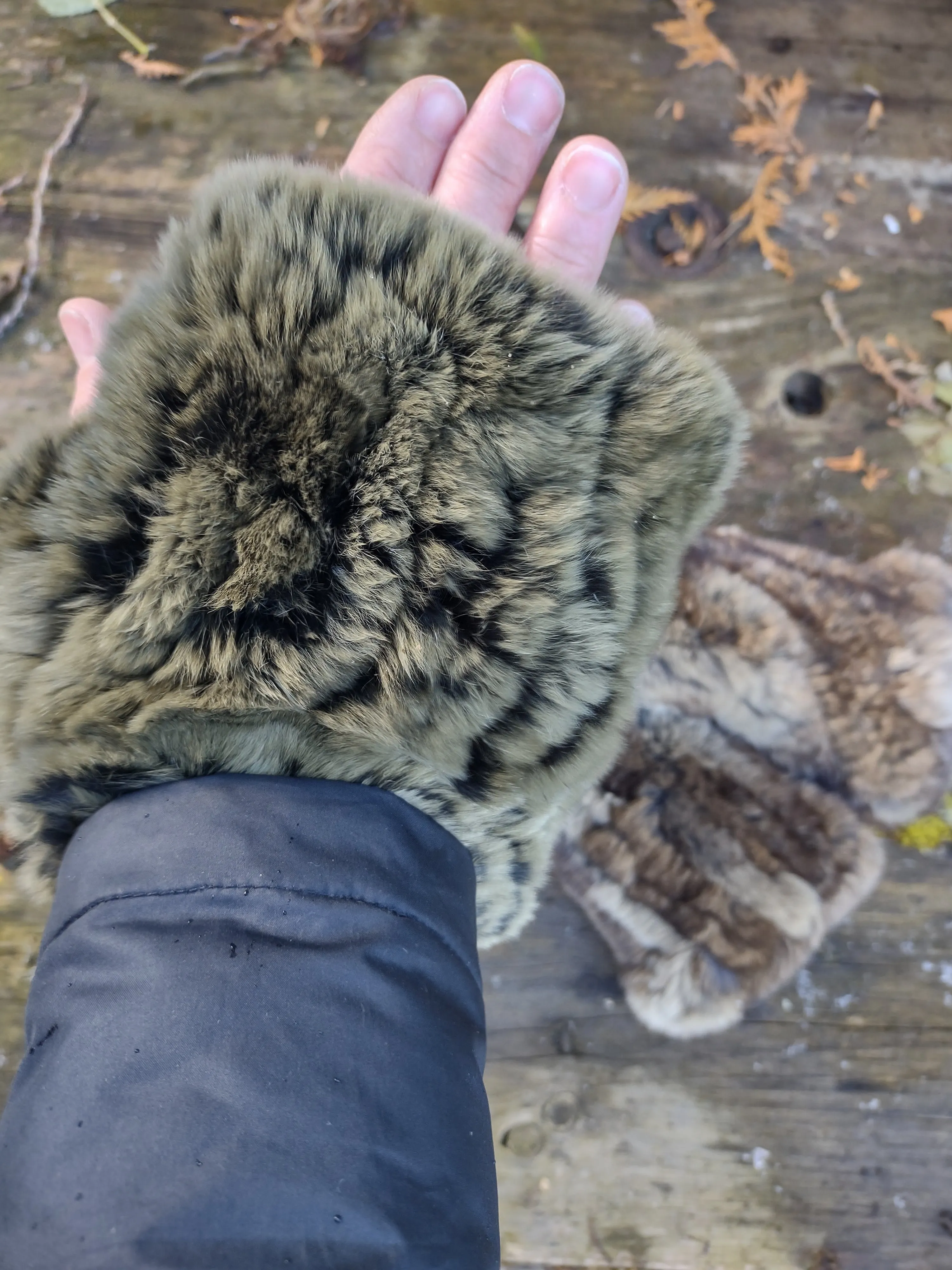 Linda Richards genuine mink finger less gloves