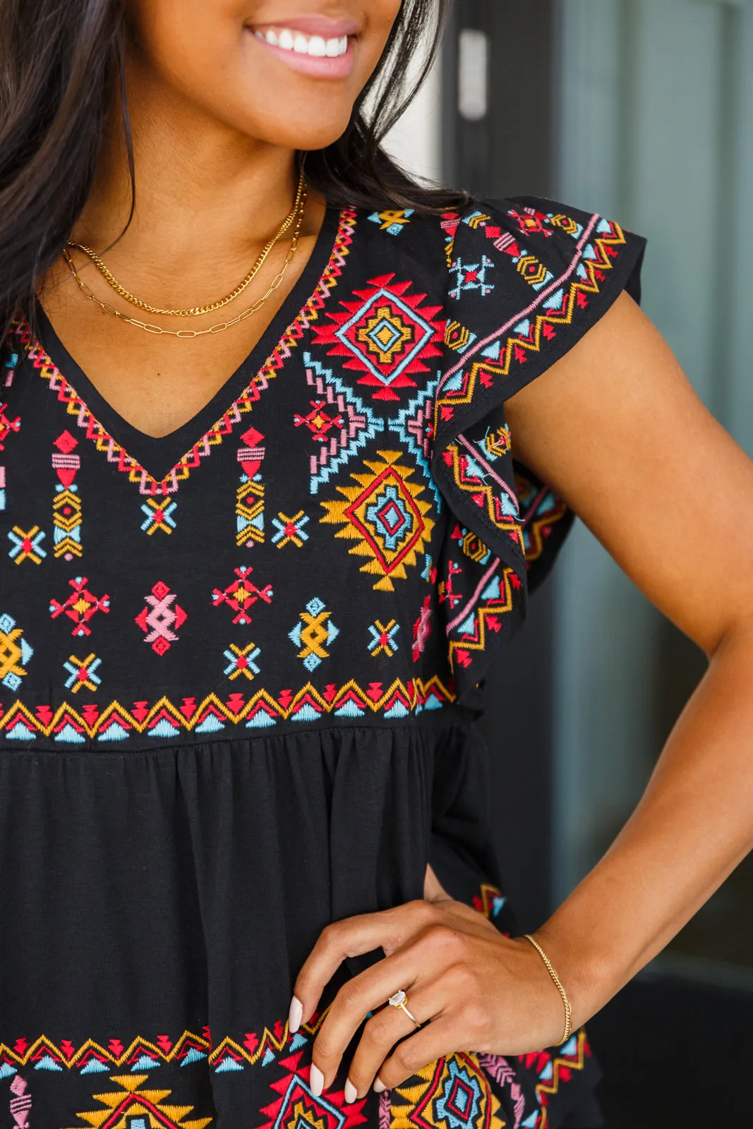 ONLINE EXCLUSIVE Sophia Embroidered Blouse in Black
