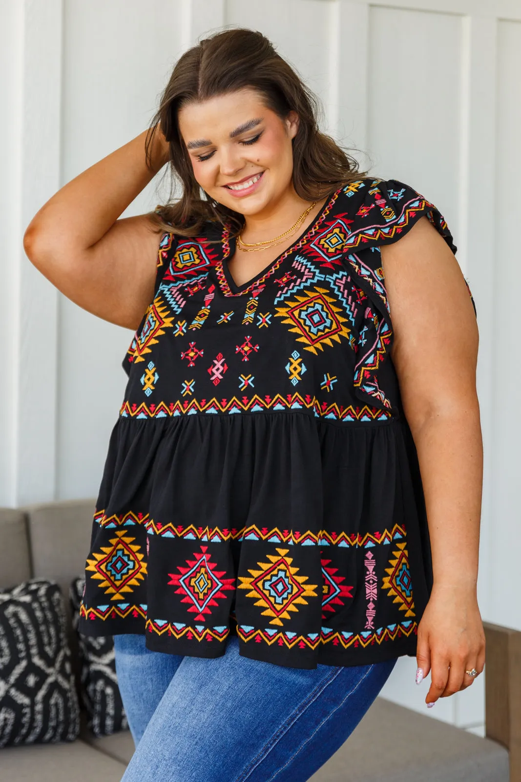 ONLINE EXCLUSIVE Sophia Embroidered Blouse in Black
