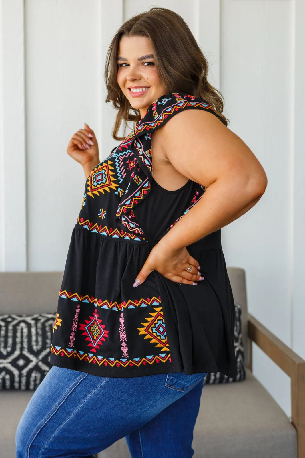 ONLINE EXCLUSIVE Sophia Embroidered Blouse in Black