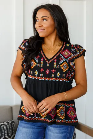 ONLINE EXCLUSIVE Sophia Embroidered Blouse in Black
