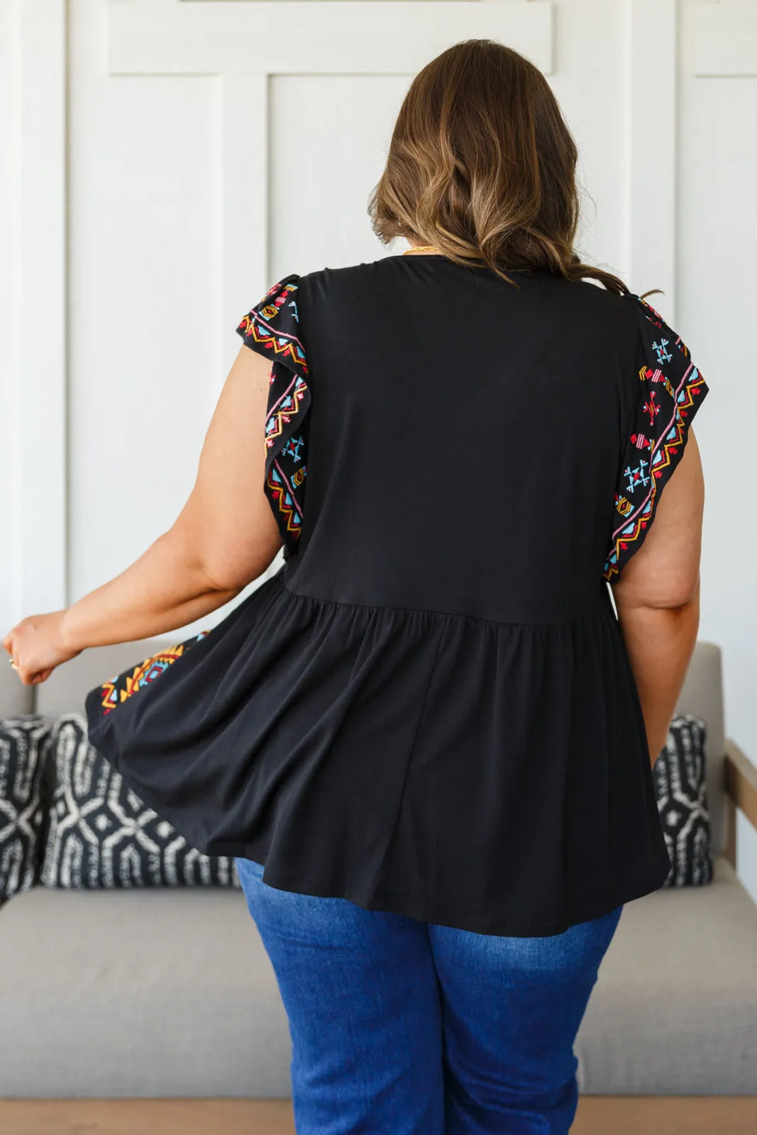 ONLINE EXCLUSIVE Sophia Embroidered Blouse in Black