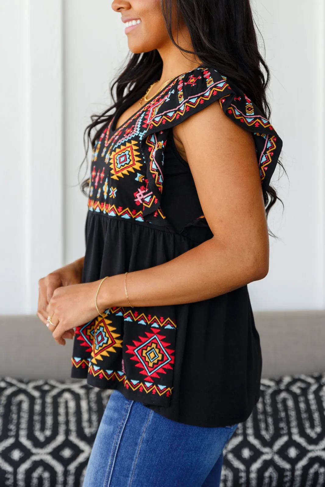 ONLINE EXCLUSIVE Sophia Embroidered Blouse in Black