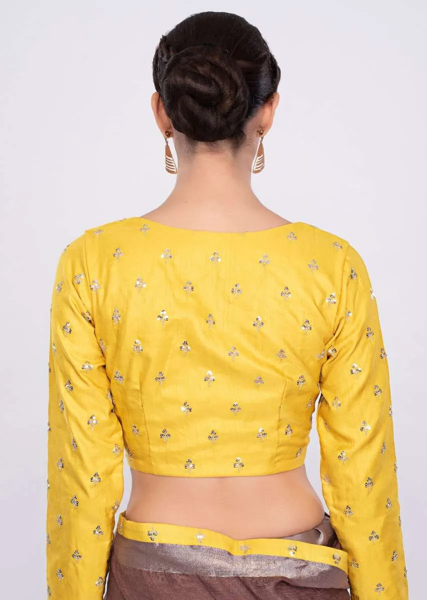 Pastel brown jute cotton saree with yellow border only on Kalki