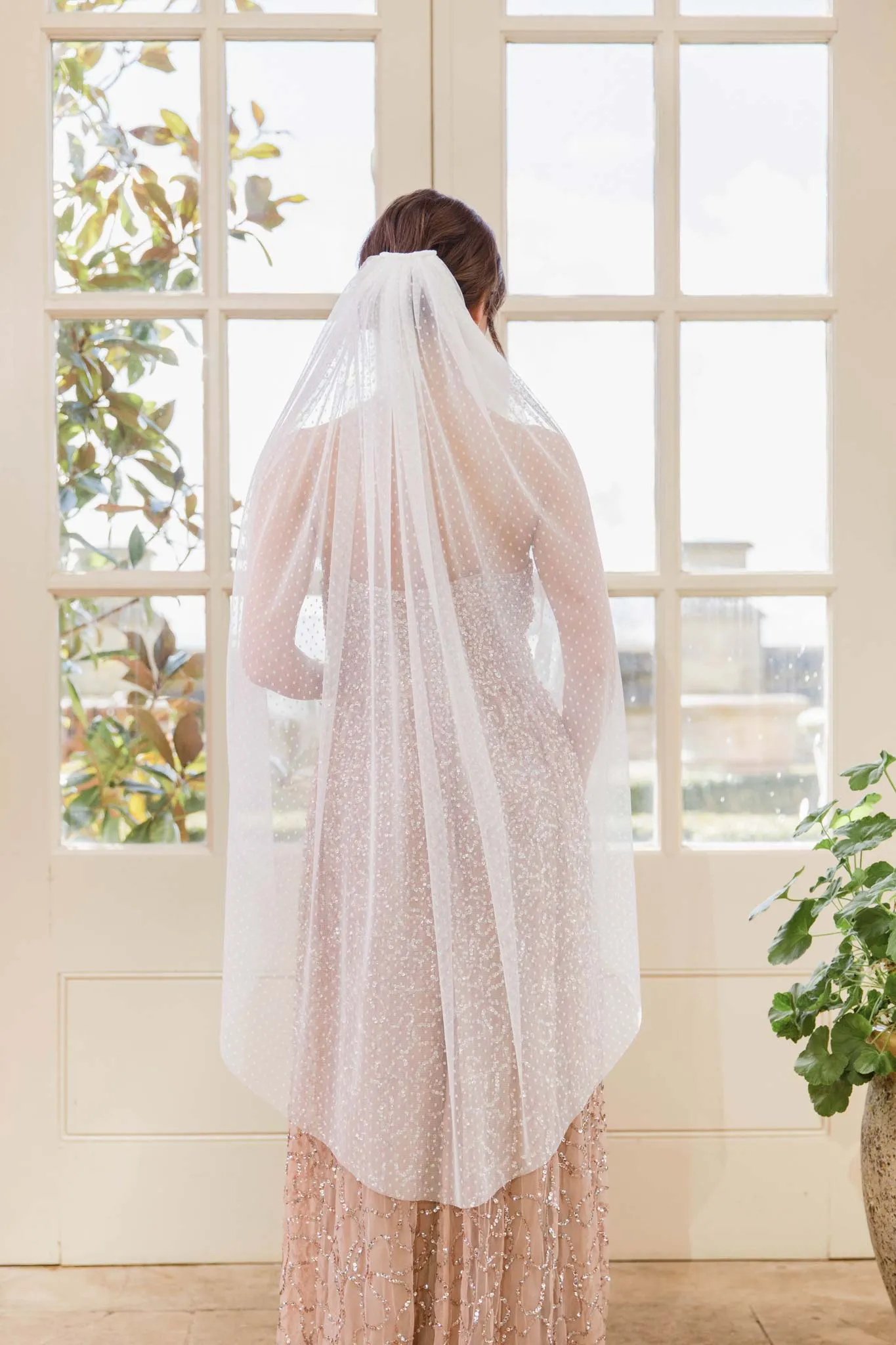 Polka dot silk style tulle wedding veil - 'Dot'