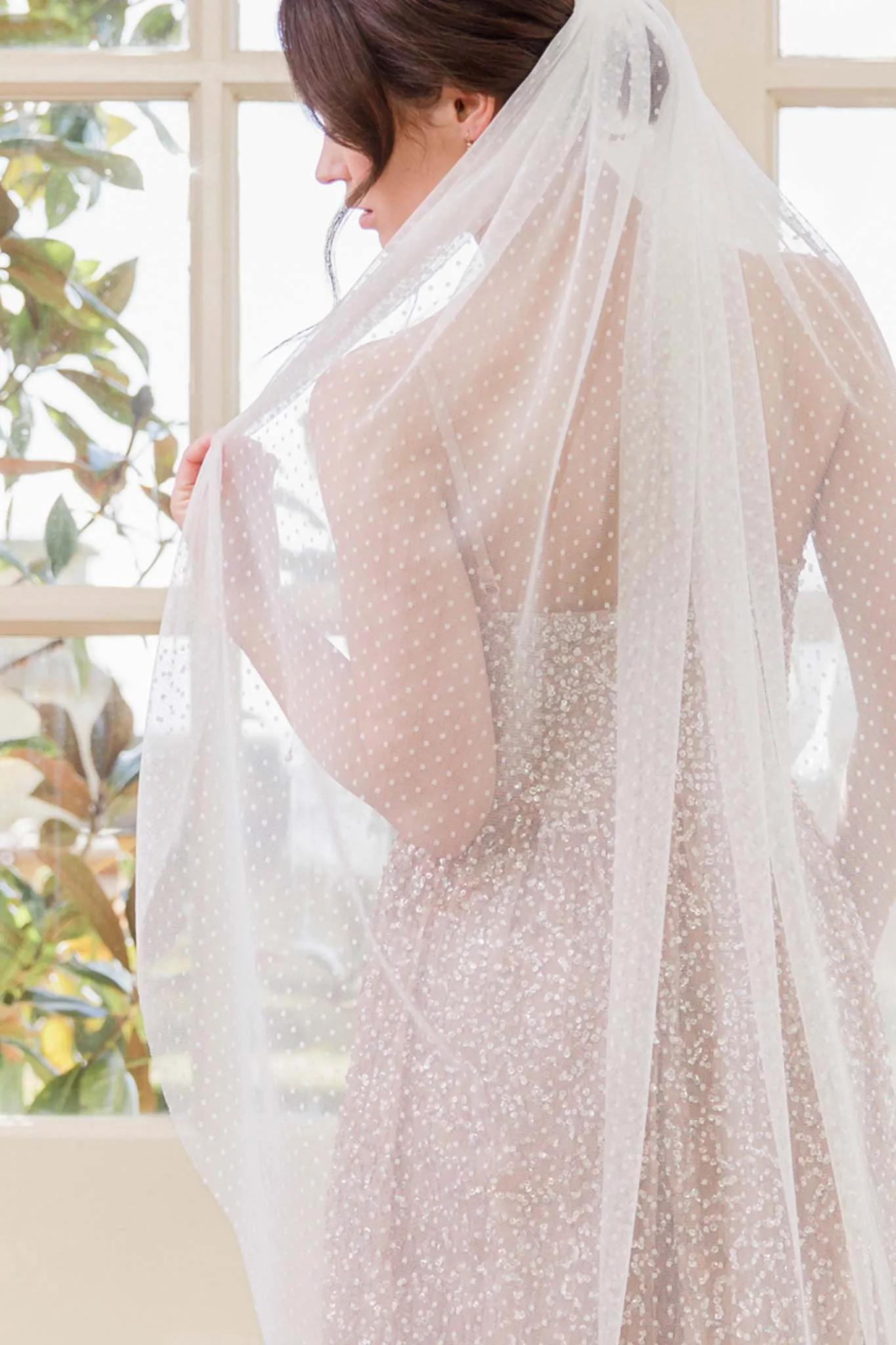 Polka dot silk style tulle wedding veil - 'Dot'