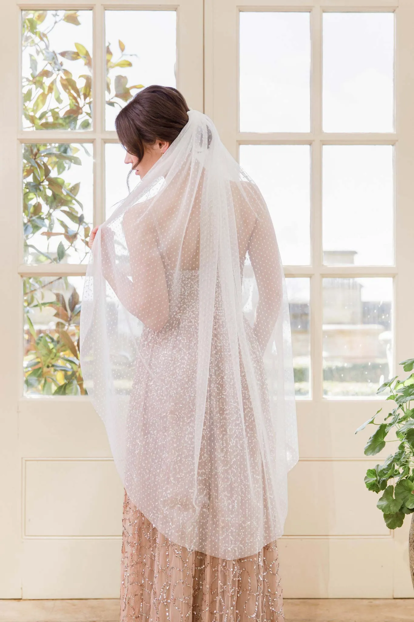 Polka dot silk style tulle wedding veil - 'Dot'