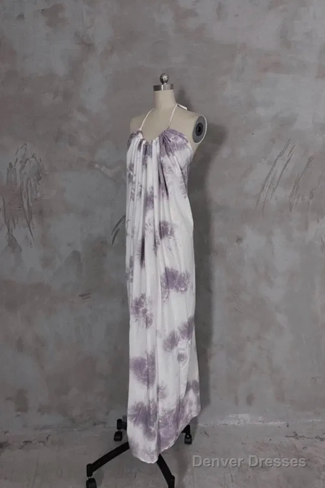 Pretty A Line Halter Floral Chiffon Long Prom Dresses Birthday Dress For Women