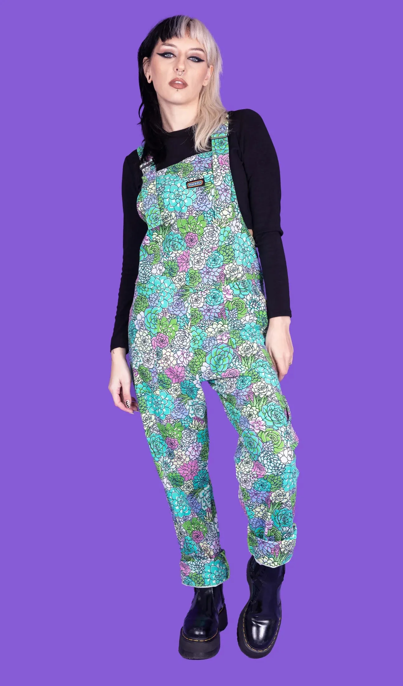 Run And Fly Succulents Stretch Twill Dungarees
