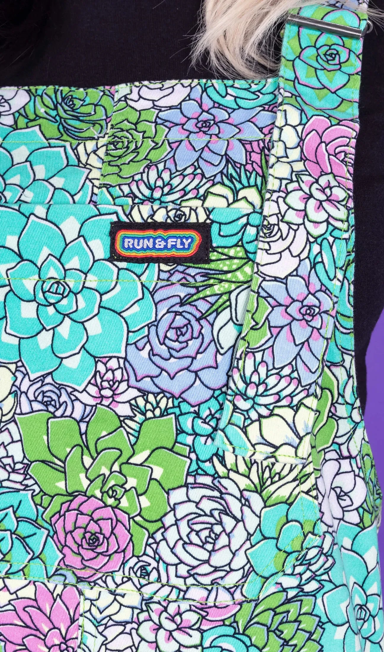 Run And Fly Succulents Stretch Twill Dungarees