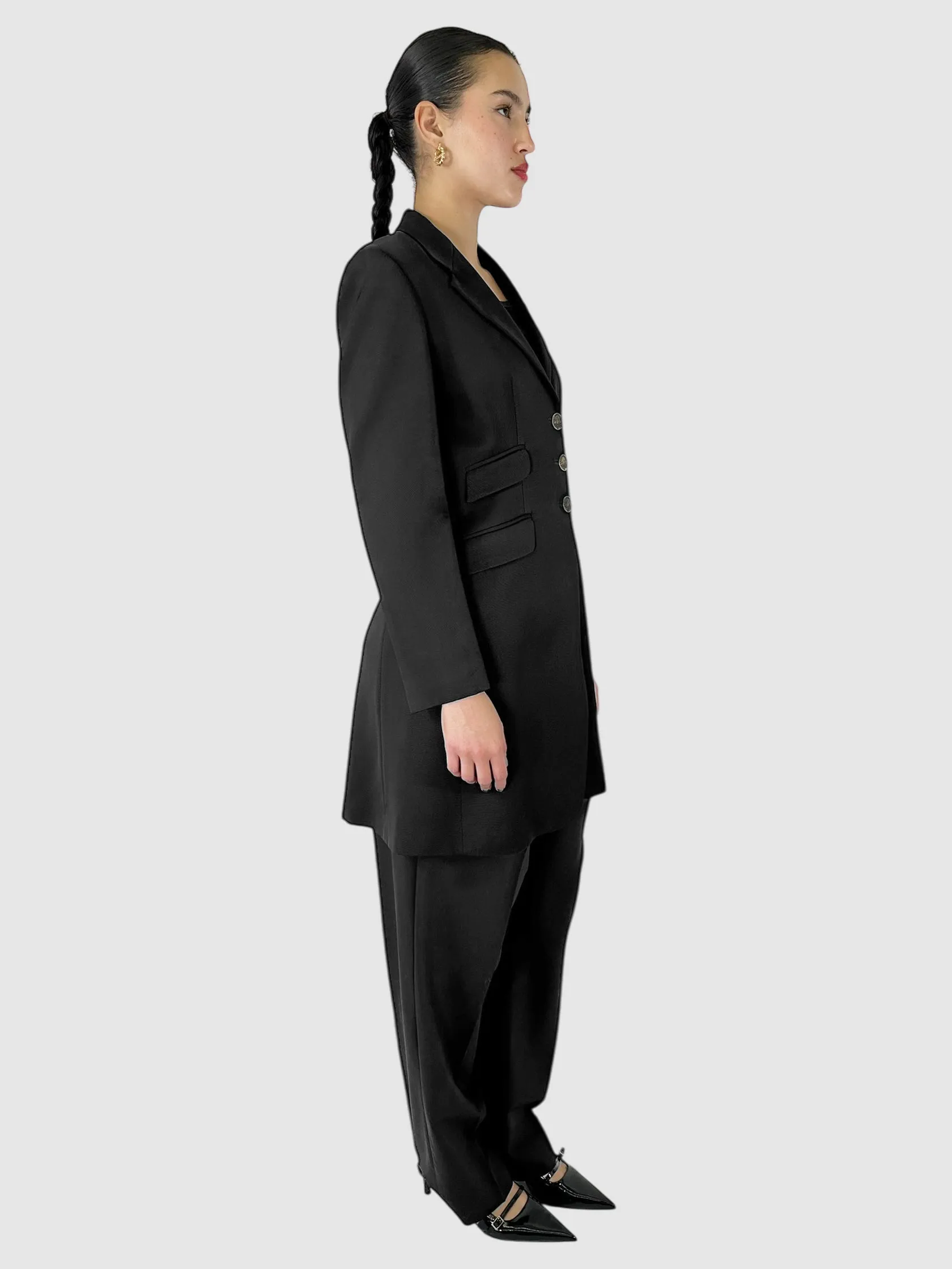 Single-Breasted Long Blazer - Size 40
